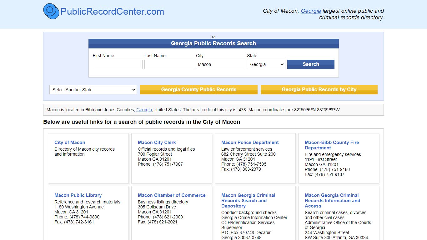 Macon, Georgia Public Records and Criminal Background Check