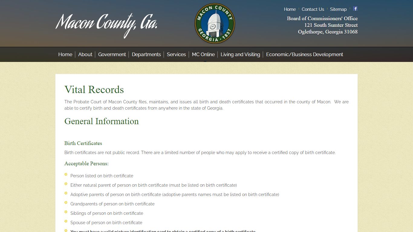 Vital Records - Macon County, GA